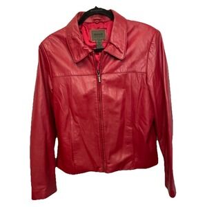 Vintage EUC John Paul Richard "Uniform" Red Lamb Leather Biker Jacket Size‎ 12